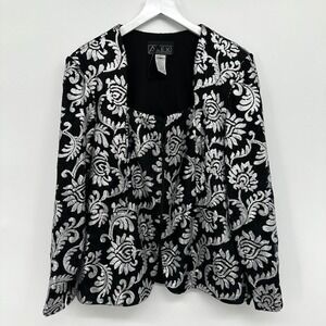 Alex Evenings Jacket Top Size XL Stretch Silver Sequins Statement Vintage‎ Glam